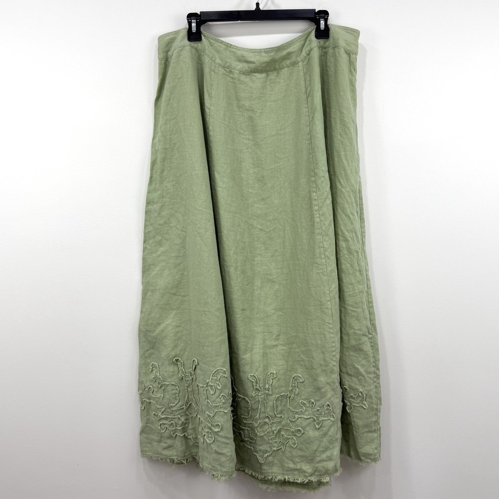 Soft Surroundings 100% Linen Maxi Skirt 2X Coastal Grandma Boho Lagenlook
